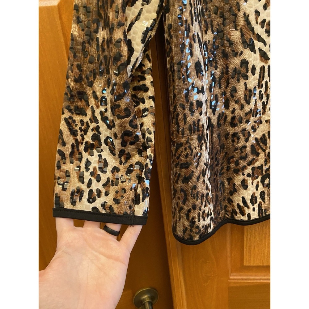 Quacker Factory Womens Jacket Sz 1X Plus Animal Print Leopard Sequin Zipper - Picture 7 of 9
